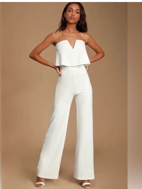 Lulus Power of Love White Jumpsuit Size Medium Bride NWT